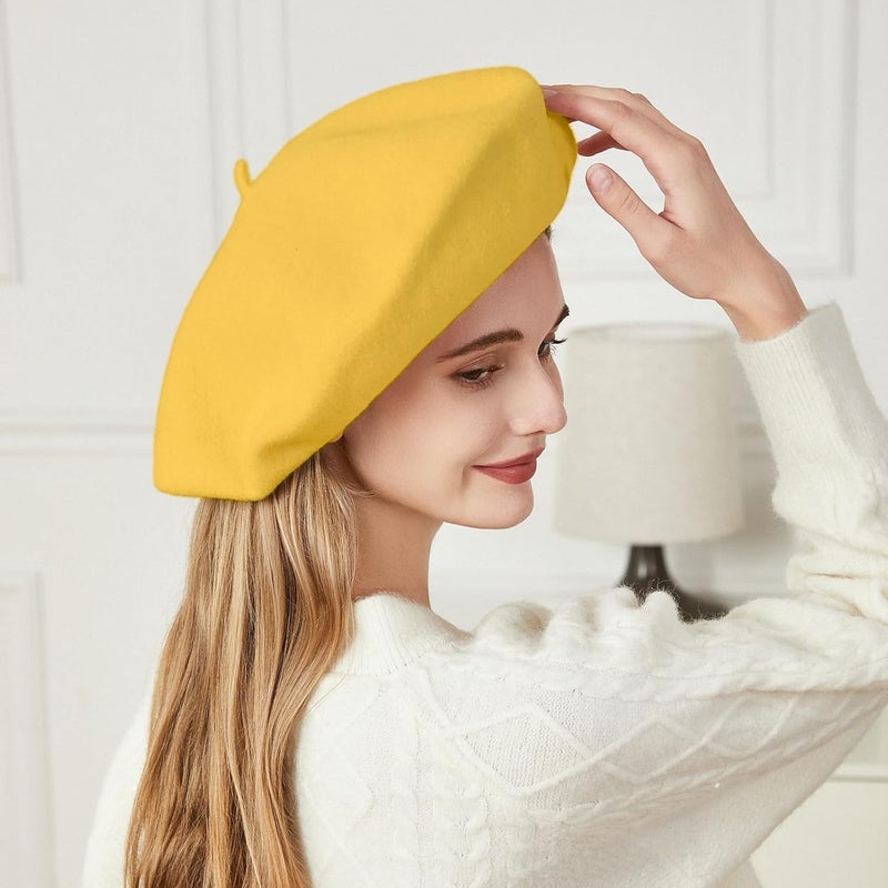 recapitula XXL 100% Wool French White Beret Hats for Women Man Painter hat Classic Painter's Hat Girl Solid Color Classic - Image 3